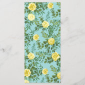 Lichtgele Aqua Blauwgroen Roos Bloemenbruiloft Men Menu (Achterkant)
