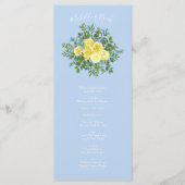 Lichtgele Bleke blauwe Roos bruiloft programma's (Voorkant)