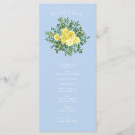 Lichtgele Bleke blauwe Roos bruiloft programma's