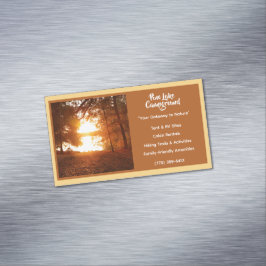 Lichtgele bos camping buiten kamperen magnetisch visitekaartje