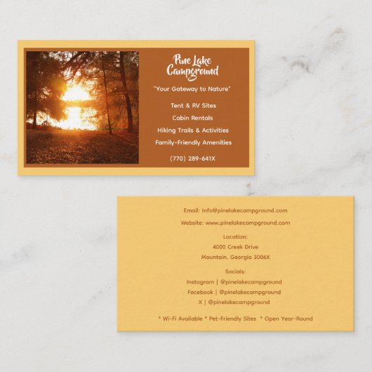 Lichtgele bos camping visitekaartje (Voorkant / Achterkant)