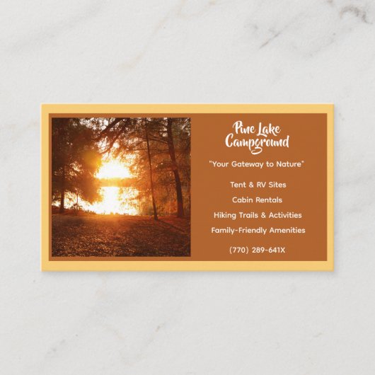 Lichtgele bos camping visitekaartje (Voorkant)