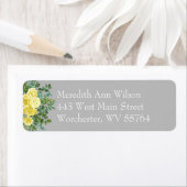 Lichtgele en grijze pony en Roos Floral adres Etiket (Insitu)