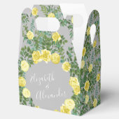 Lichtgele en grijze pony's en Roos Floral Wedding Bedankdoosjes (Geopend)