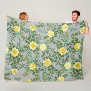 Lichtgele en grijze pony's en Roos Floral Wedding Fleece Deken