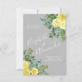 Lichtgele en grijze Roos Floral Weduwsdatum Kaart (Voorkant)