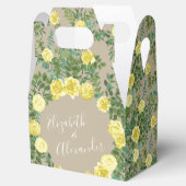 Lichtgele en Khaki Ecru Roos Floral Wedding Bedankdoosjes (Geopend)