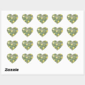 Lichtgele en Khaki Ecru Roos Floral Wedding Hart Sticker (Vel)