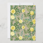 Lichtgele en Khaki Ecru Roos Floral Wedding Kaart (Achterkant)