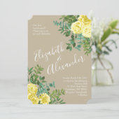 Lichtgele en Khaki Ecru Roos Floral Wedding Kaart (Staand voorkant)