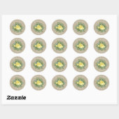 Lichtgele en Khaki Ecru Roos Floral Wedding Ronde Sticker (Vel)