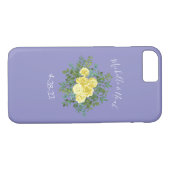 Lichtgele en periwinkle Blauw Roos Floral Weddensc Case-Mate iPhone Case (Achterkant (Horizontaal))