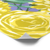 Lichtgele en periwinkle Blauw Roos Floral Weddensc Poster (Hoek)