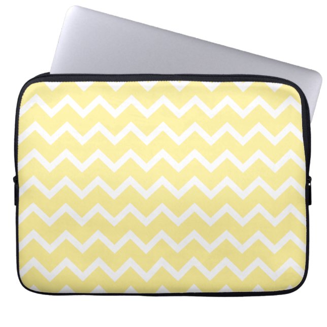 Lichtgele en witte zigelags. laptop sleeve (Voorkant)