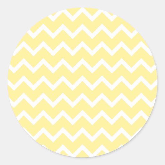 Lichtgele en witte zigelags. ronde sticker (Voorkant)