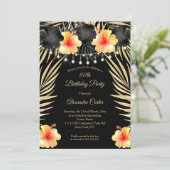 Lichtgele goudgele Hibiscus Tropical Party Kaart (Staand voorkant)