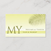 Lichtgele gradiënt palmbladmonogram en foto visitekaartje (Voorkant)