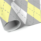 Lichtgele houtskool DK Grijs What XL Argyle Cadeaupapier (Rol Hoek)