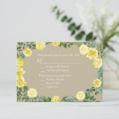 Lichtgele Khaki Ecru Roos Uitnodigingsantwoord Kaart (Staand voorkant)