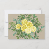 Lichtgele Khaki Ecru Roos Uitnodigingsantwoord Kaart (Achterkant)