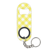 Lichtgele Klassieke Gingham Patroon Monogram Mini Flessenopener (Achterkant)
