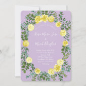 Lichtgele Lila Paarse Roos bruiloft uitnodigingen (Voorkant)