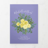 Lichtgele maagdenpalm blauw Roos bruiloft programm Drieluik Programma (Cover)