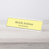 Lichtgele minimalistische professionele moderne vl bureau naambordje (Voorkant)