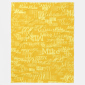 Lichtgele Naam Gestempeld allover Geel Fleece Deken (Voorkant)