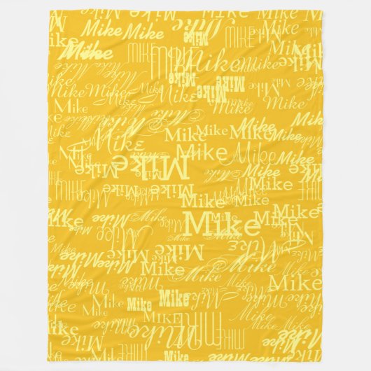 Lichtgele Naam Gestempeld allover Geel Fleece Deken (Voorkant)