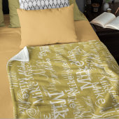 Lichtgele naam gestempeld allover oker geel fleece deken