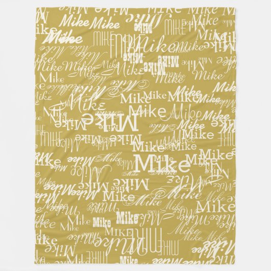 Lichtgele naam gestempeld allover oker geel fleece deken (Voorkant)