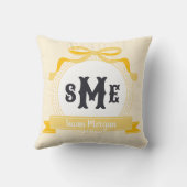 Lichtgele omgekeerde Griekse sleutel lint monogram Kussen (Achterkant)