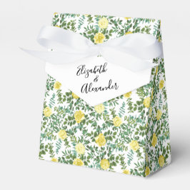 Lichtgele pasteitjes en Roos (Floral Wedding) Bedankdoosjes