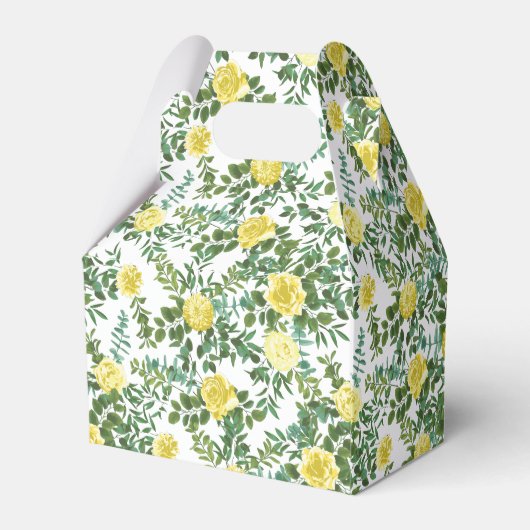 Lichtgele pasteitjes en Roos (Floral Wedding) Bedankdoosjes (Achterkant)