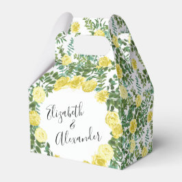 Lichtgele pasteitjes en Roos (Floral Wedding) Bedankdoosjes