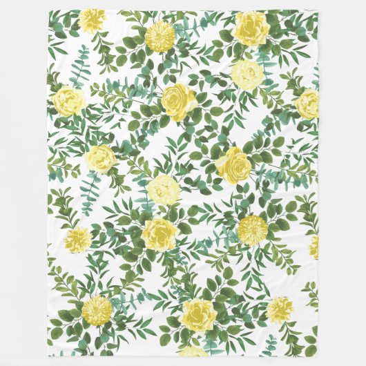 Lichtgele pasteitjes en Roos (Floral Wedding) Fleece Deken (Voorkant)