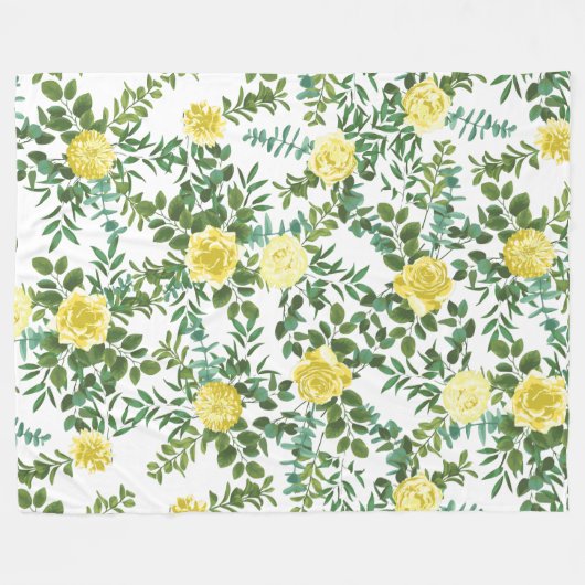 Lichtgele pasteitjes en Roos (Floral Wedding) Fleece Deken (Voorkant (Horizontaal))