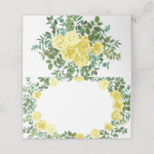 Lichtgele pasteitjes en Roos (Floral Wedding) Plaatskaartje (Buitenkant ongevouwen)