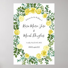 Lichtgele pasteitjes en Roos (Floral Wedding) Poster