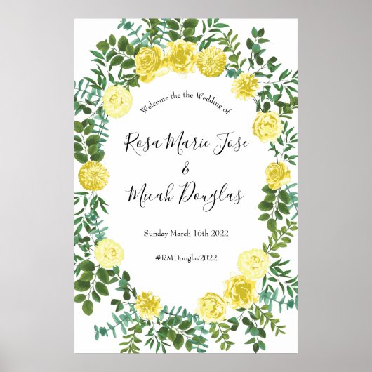 Lichtgele pasteitjes en Roos (Floral Wedding) Poster (Voorkant)