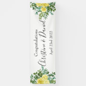 Lichtgele pasteitjes en Roos (Floral Wedding) Spandoek (Verticaal)