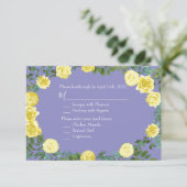 Lichtgele periwinkle Blue Roos Invitation ReAntwoo Kaart (Staand voorkant)