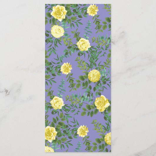 Lichtgele Periwinkle Blue Roos Weddenschap Menu (Achterkant)