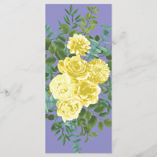 Lichtgele Periwinkle Blue Roos Weddenschap Menu (Achterkant)