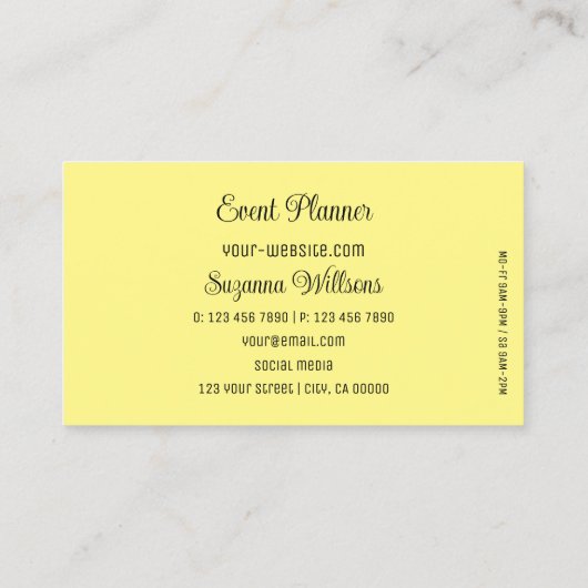 Lichtgele, prachtige hartmoderne met Logo Visitekaartje (Achterkant)