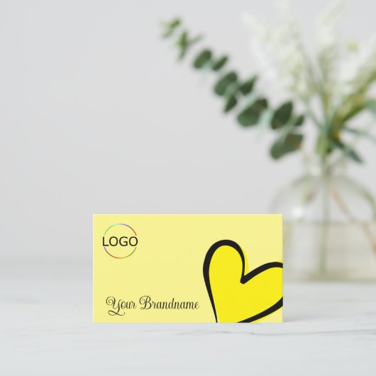 Lichtgele, prachtige hartmoderne met Logo Visitekaartje (Staand voorkant)