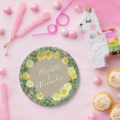 Lichtgele Roos Khaki Ecru Papieren Bordje (Feest)