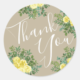 Lichtgele Roos Khaki Ecru Ronde Sticker