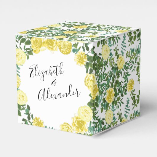 Lichtgele roze lenteverbinding bedankdoosjes (Voorkant Zijde)